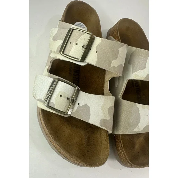 Birkenstock Arizona Slide Sandals 2 Strap Buckle Men's 5 Women's 7 Camo Leather - Picture 15 of 16